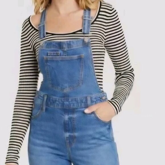 NWT Universal Thread Farm Bonfire denim skinny overalls Western Pockets 0 - Picture 4 of 6